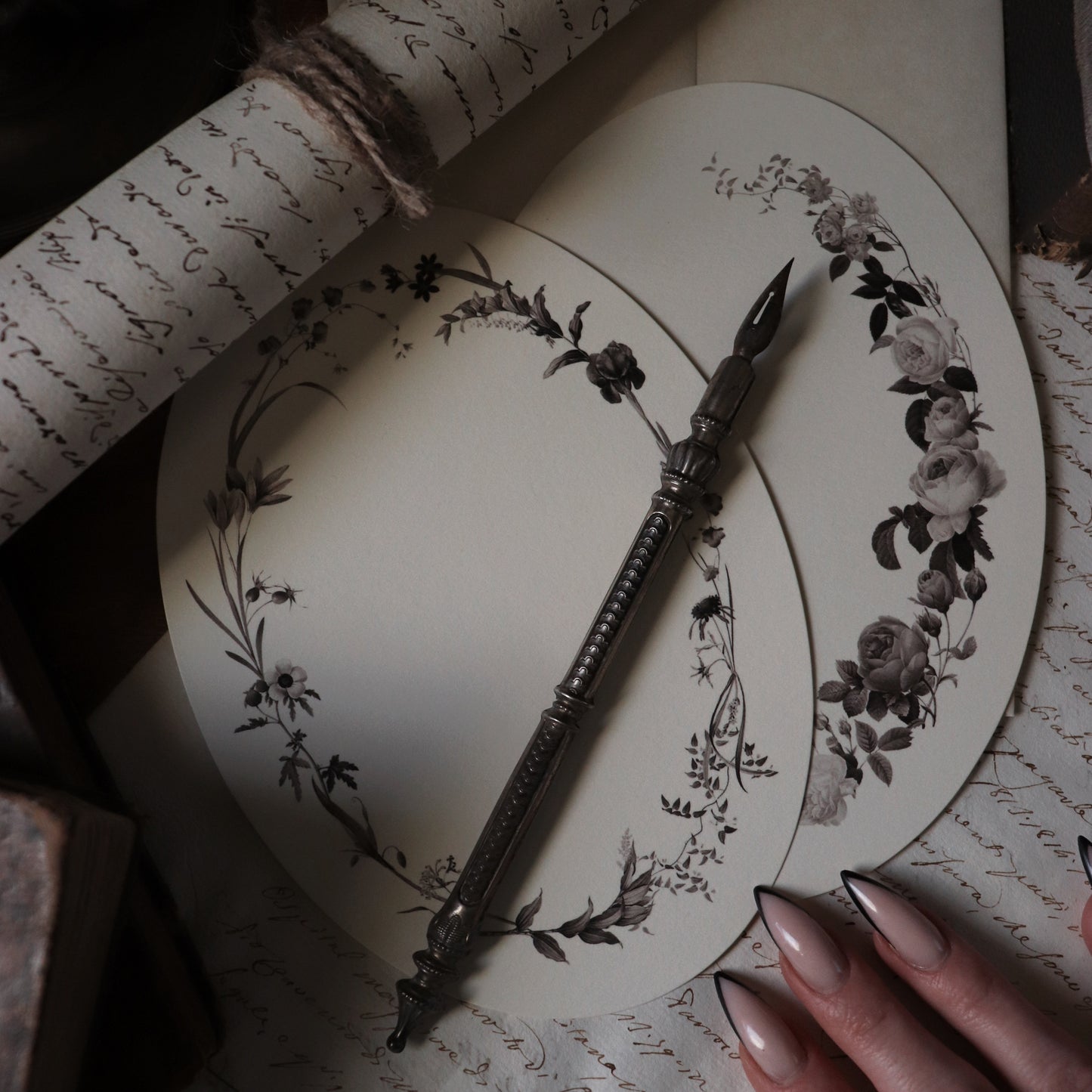Dark Florals Oval