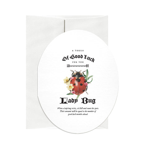 Ladybug Good Luck Oval Greeting Card