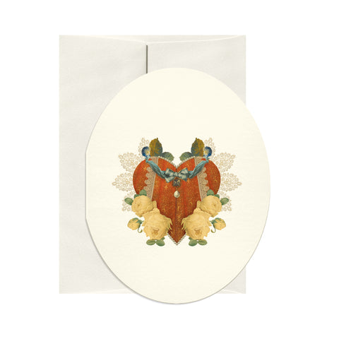 Baroque Heart Oval Greeting Card