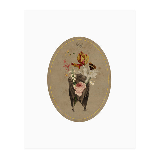 Bat With Flowers Print
